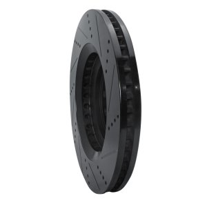 Lexus LS500h Brake Rotor (1) - Left Front - R1 Concepts - Drilled & Slotted - Black - `07-`23